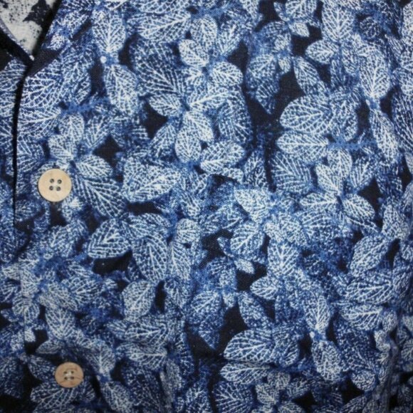 Vintage Siegfried Button Up Shirt Linen-Blend Short Sleeve Blue M Men Hong Kong - Picture 6 of 6